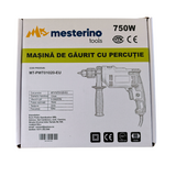 Masina de gaurit cu percutie MESTERINO TOOLS MT-PWT01020-EU, 750 W, 3000 RPM, 48000 BPM, mandrina de maxim 13 mm
