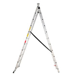 Scara combinata din aluminiu MESTERINO TOOLS MTJL206-2X11, 2X11 trepte, 5.46 metri, greutate maxima suportata 150 kg