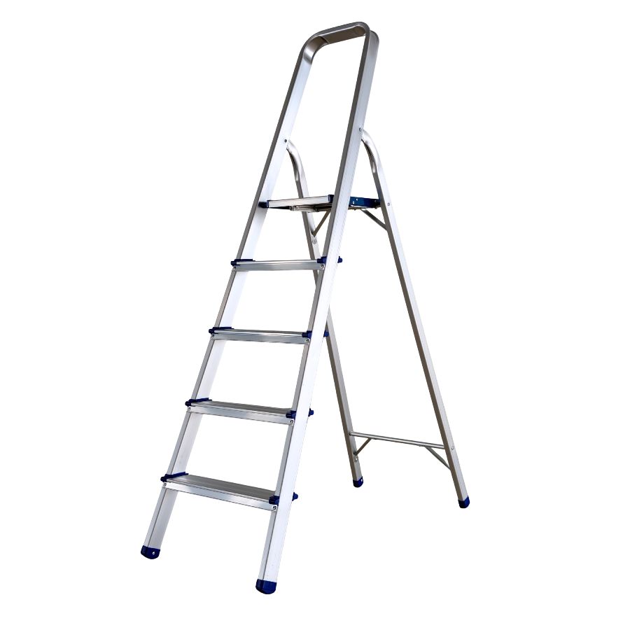 Scara pliabila din aluminiu cu platforma MESTERINO TOOLS MTJL-302-1x5, 5 trepte, 1.5 metri, greutate maxima suportata 150 kg