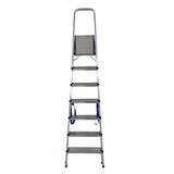 Scara pliabila din aluminiu cu platforma MESTERINO TOOLS MTJL-302-1x7, 7 trepte, 1.9 metri, greutate maxima suportata 150 kg