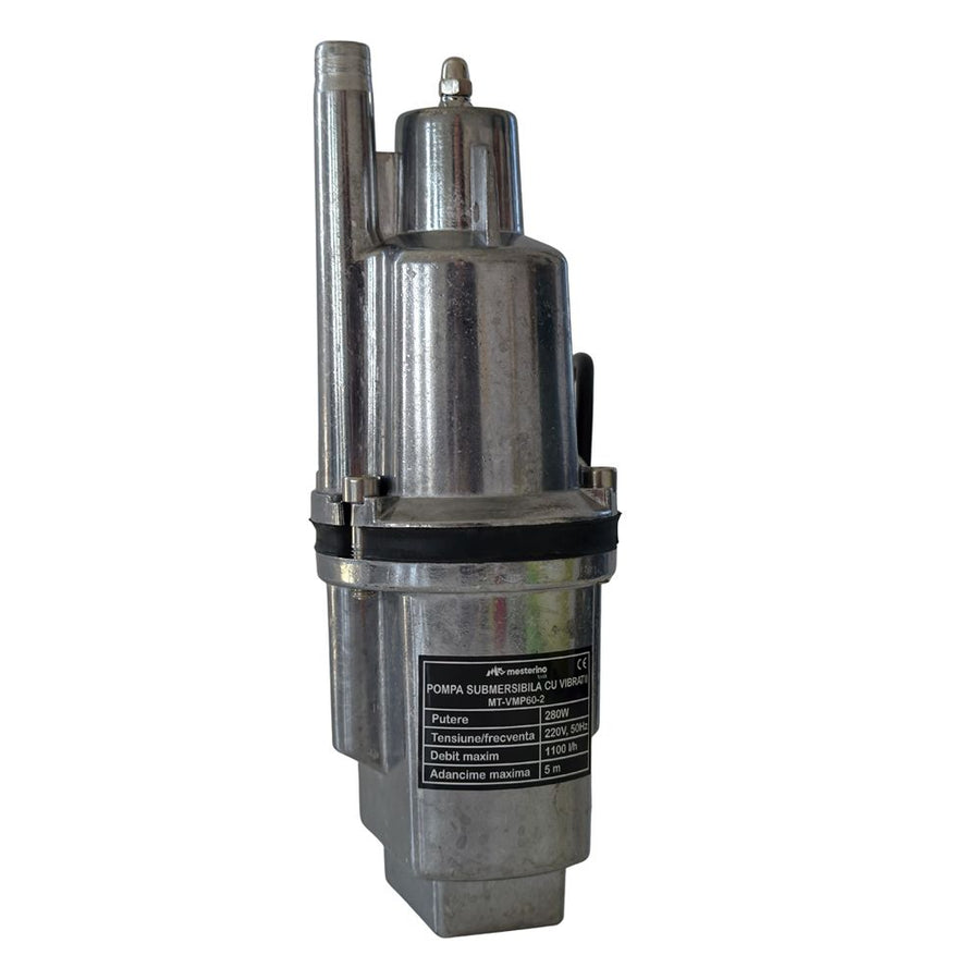 Pompa submersibila cu vibratii MESTERINO TOOLS MT-VMP60-2, 280 W, 1100 l/h, adancime maxima 5 m, cablu 10 m