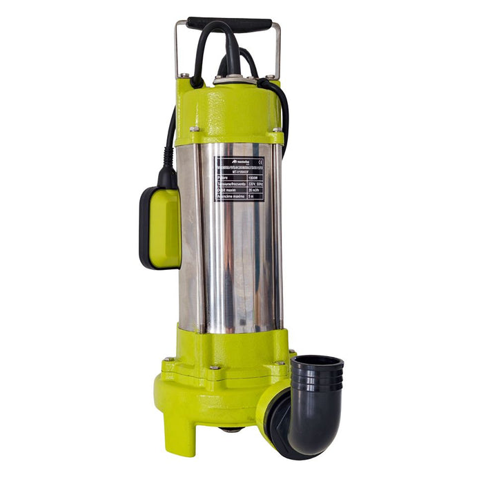 Pompa submersibila pentru apa curata/murdara cu tocator si plutitor MESTERINO TOOLS MT-V1800DF, corp INOX, 1800 W, 26 m3/h, adancime maxima 5 m, cablu 10 m