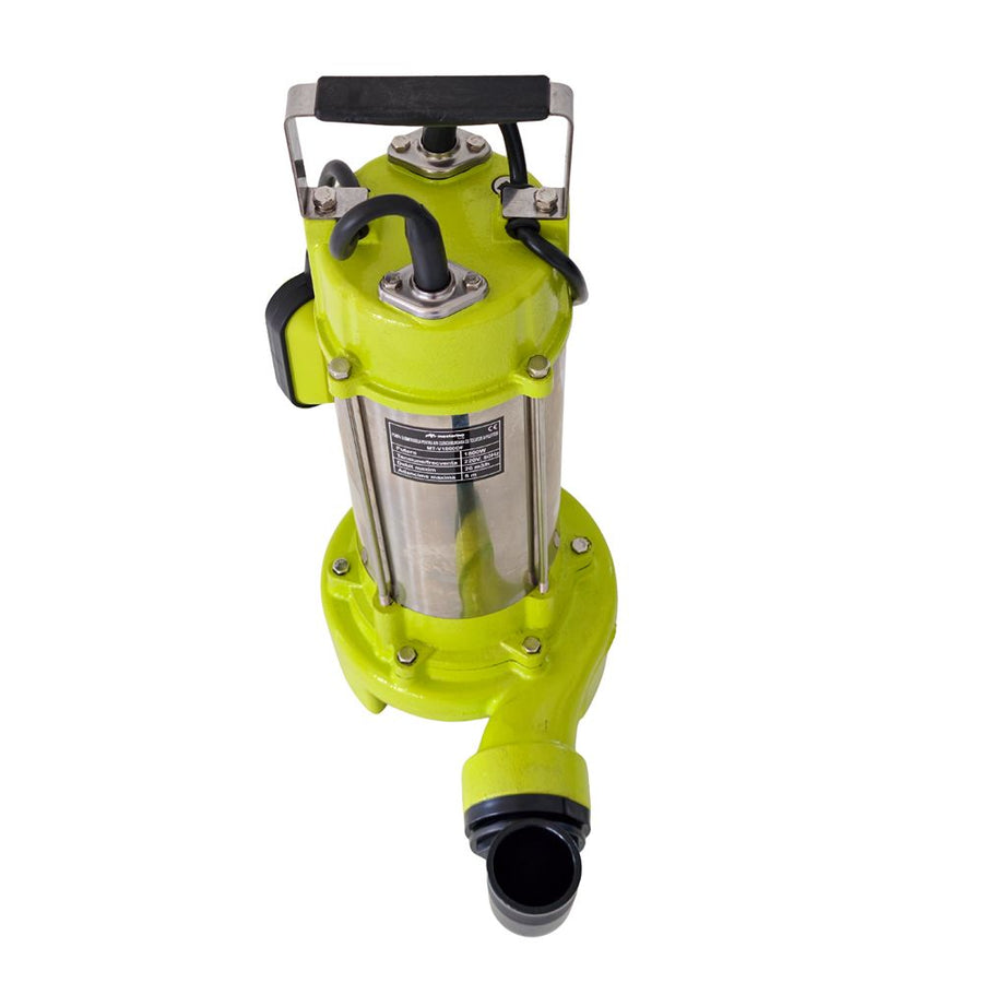 Pompa submersibila pentru apa curata/murdara cu tocator si plutitor MESTERINO TOOLS MT-V1800DF, corp INOX, 1800 W, 26 m3/h, adancime maxima 5 m, cablu 10 m