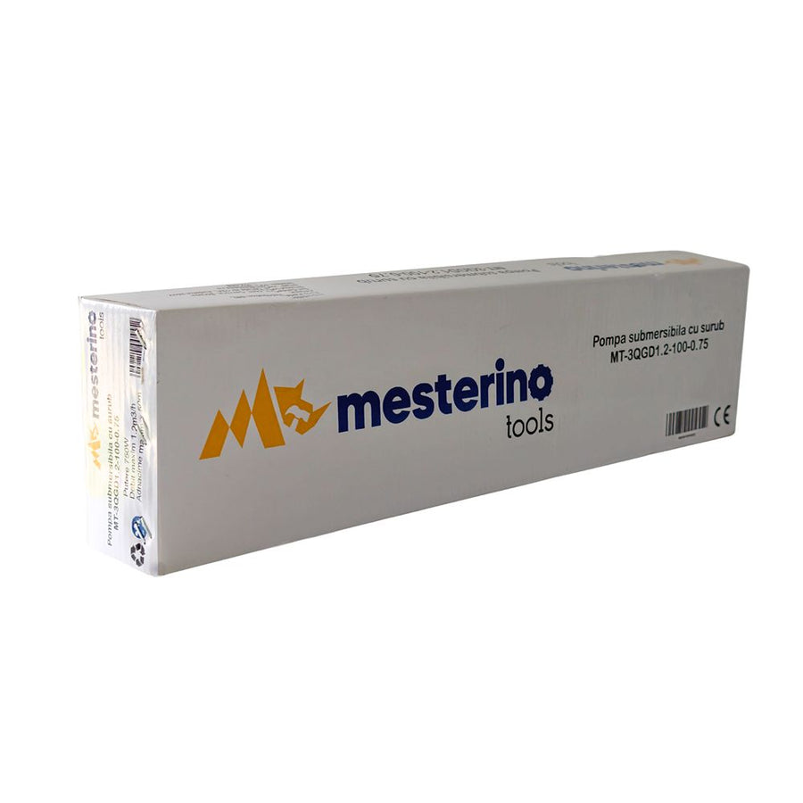 Pompa submersibila cu surub MESTERINO TOOLS MT-3QGD1.2-100-0.75, corp INOX, 750 W, debit maxim 1.2 m3/h, adancime maxima 50 m, cablu 10 m