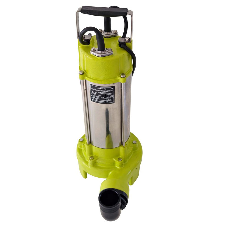 Pompa submersibila pentru apa curata/murdara cu tocator si plutitor MESTERINO TOOLS MT-V1300DF, corp INOX, 1300 W, 18 m3/h, adancime maxima 5 m, cablu 10 m