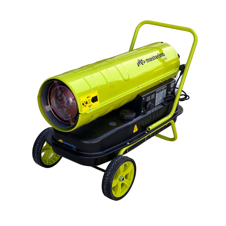 Tun de caldura pe motorina MESTERINO MTRY-70, putere 70 KW, ventilator 240 W, volum aer 1100 m3/h, capacitate rezervor combustivil 38 litri