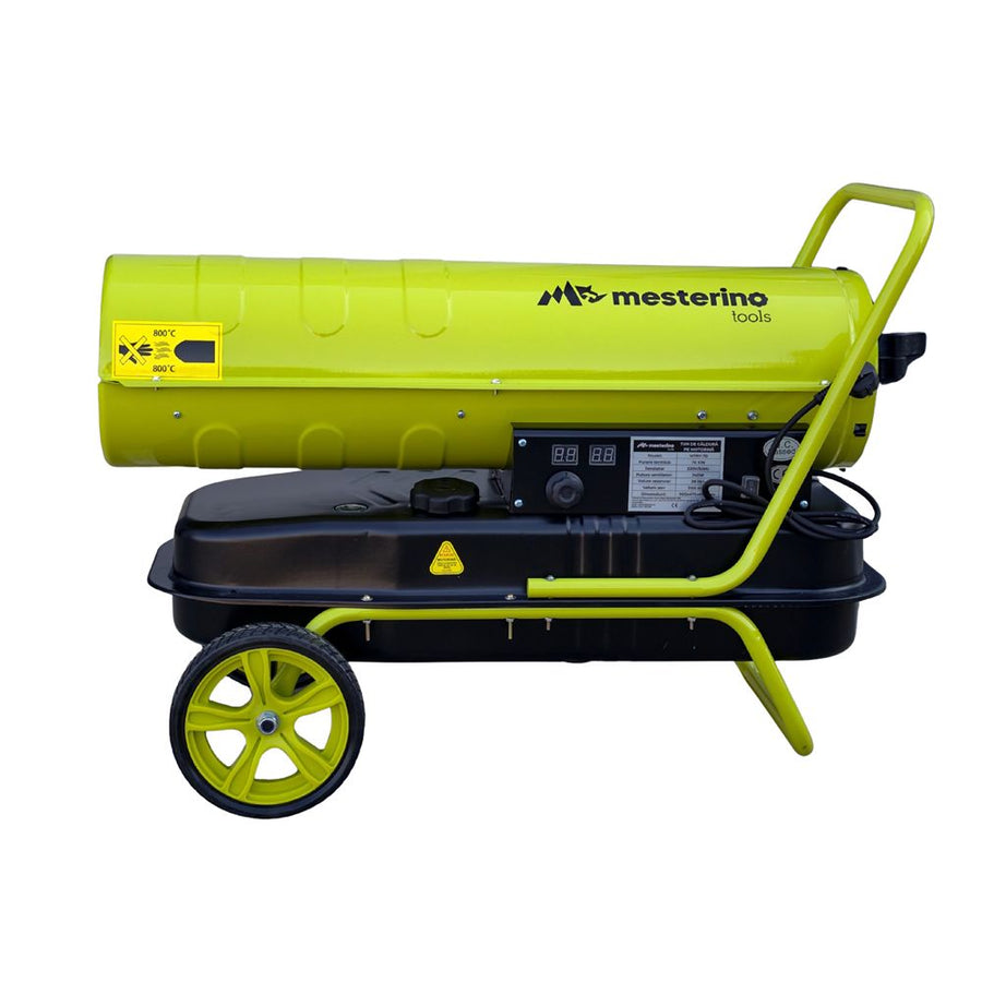 Tun de caldura pe motorina MESTERINO MTRY-70, putere 70 KW, ventilator 240 W, volum aer 1100 m3/h, capacitate rezervor combustivil 38 litri