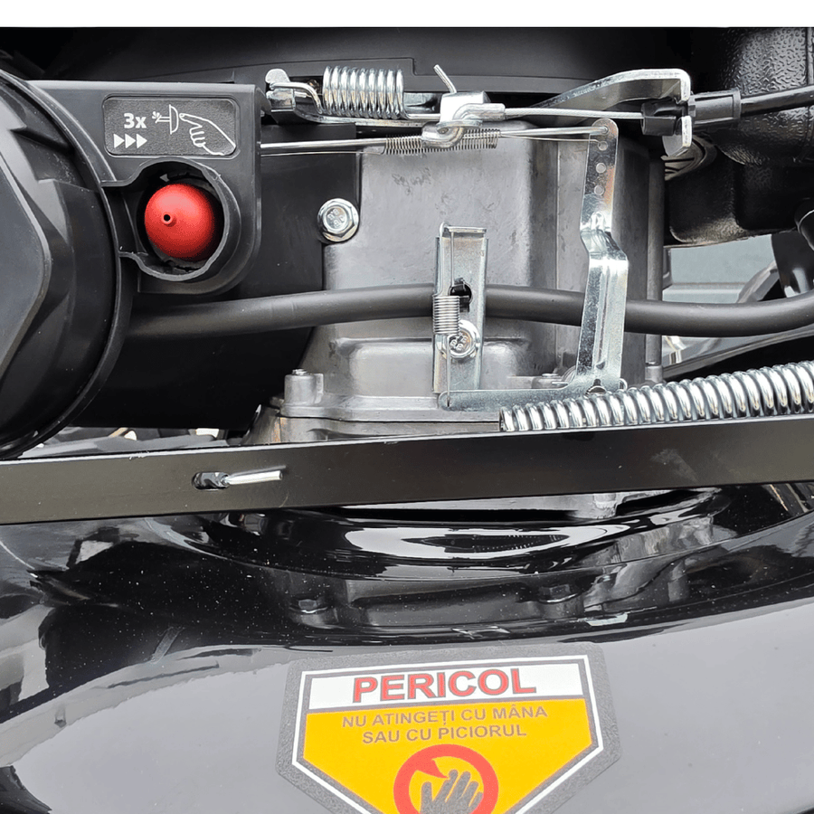 Masina autopropulsata pentru tuns iarba/gazon MESTERINO MTBJXPM46N-169, motor 4T 169 cmc, 4 CP, latime taiere 46 cm, 8 nivele de taiere, sac colector 60 litri, evacuare laterala si mulcire