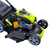Masina autopropulsata pentru tuns iarba/gazon MESTERINO TOOLS MTBJXPM53N-196, sasiu metal, motor benzina, 196 cmc, 5 CP, latime taiere 53 cm, 8 nivele de taiere, sac colector 60 litri, evacuare laterala si mulcire