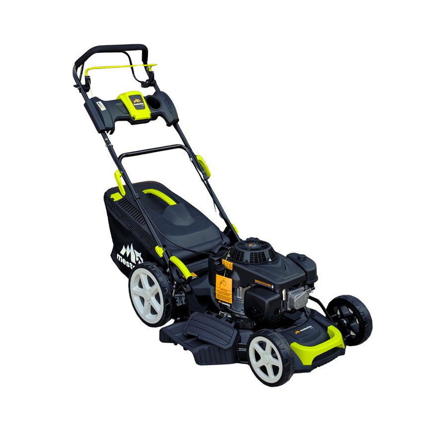 Masina autopropulsata pentru tuns iarba/gazon MESTERINO MTBJXPM53N-224, motor 4T LONCIN 224 cmc, 6.1 CP, latime taiere 53 cm, 8 nivele de taiere, sac colector 60 litri, evacuare lateral si mulcire