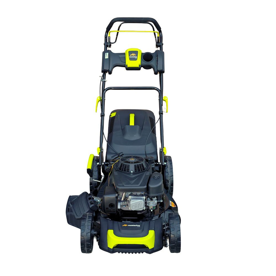 Masina autopropulsata pentru tuns iarba/gazon MESTERINO MTBJXPM53N-224, motor 4T LONCIN 224 cmc, 6.1 CP, latime taiere 53 cm, 8 nivele de taiere, sac colector 60 litri, evacuare lateral si mulcire