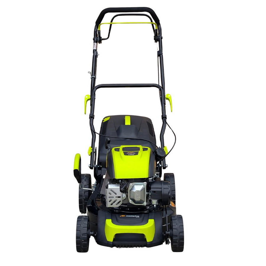 Masina autopropulsata pentru tuns gazon/iarba MESTERINO MTBJXSM41N-149, motor 4T 149 cmc, 3.3 CP, latime taiere 41 cm, 8 nivele taiere, sac colector 50 litri