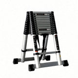 Scara telescopica din aluminiu dubla MESTERINO TOOLS JMTJL-101-D3.8M+3.8M, 3.8+3.8 metri, 2x13 trepte, greutate maxima 150 kg