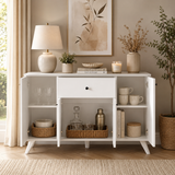 RESIGILAT - Dulap multifunctional 120x43,4x89 cm, cu 4 usi si sertare, pentru bucatarie, camara sau colt de cafea, alb