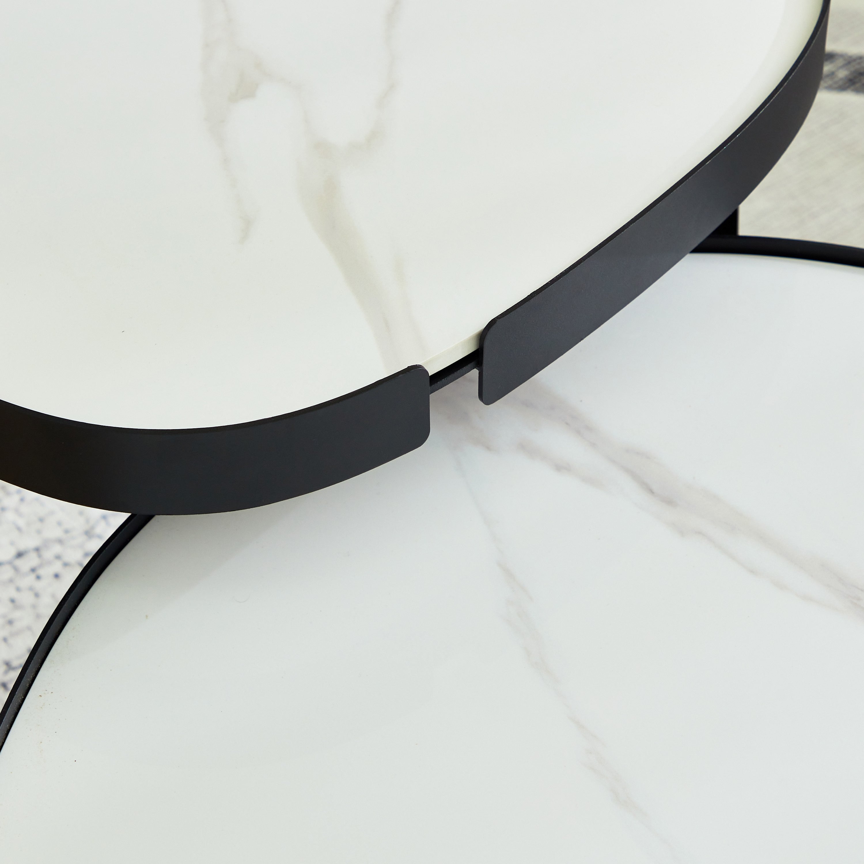 RESIGILAT - Set 2 Masute de Cafea Moderne din Piatra Sinterizata, Finisaj Lucios, Rezistente la Caldura si Pete, Design Elegant pentru Living