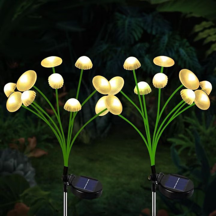 Set 2 Lumini Solare Meduza ZHUDDONG 12 LED Alb Cald 30cm Decoratiune Gradina - imagine principala