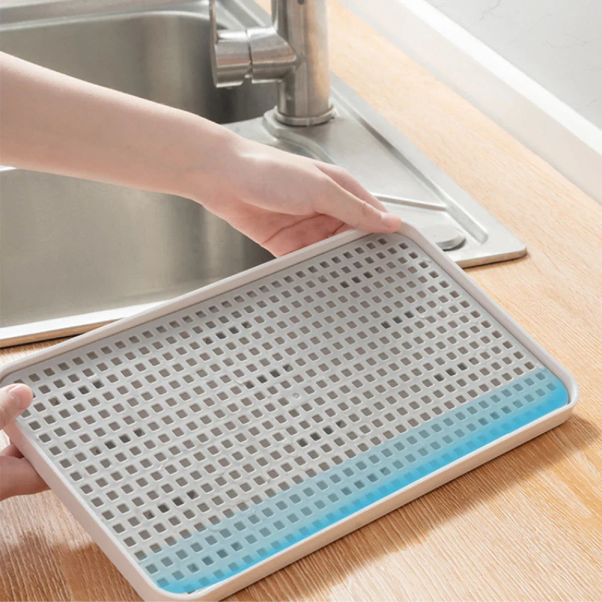 Tava multifunctionala cu sistem de scurgere pentru bucatarie si baie, 38 x 22.4 x 2.3 cm