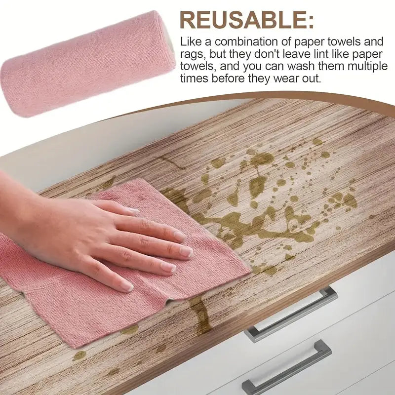 Set 30 lavete reutilizabile multifunctionale 25x25 cm cu suport
