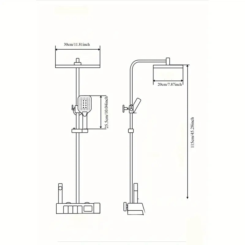 Set de Dus Cu Afisaj Digital Si Functie Termostatica, Afisaj Digital, Lumina LED Ambientala, 4 Moduri de Pulverizare