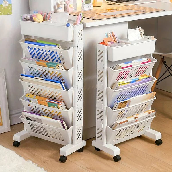 Etajera pliabila cu 5 rafturi  pentru carti si obiecte de birou