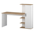 Birou cu Biblioteca si Dulap 120cm Alb Stejar Natur Mobilier Birou Multifunctional