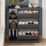 Pantofar Gizem cu usi basculante, dulap pantofi 90 x 100 cm capacitate 12-16 perechi, mobilier hol compact, PAL melaminat 18 mm clasa E1, mecanism flip-down pentru acces rapid, stil modern scandinav Antracit - detaliu 5