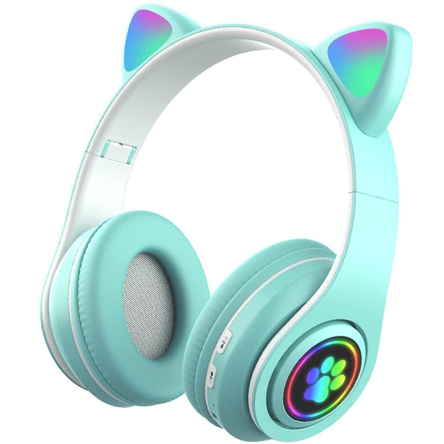 Casti wireless pliabile cu urechi de pisica iluminate LED, Bluetooth 5.0, Bass Stereo