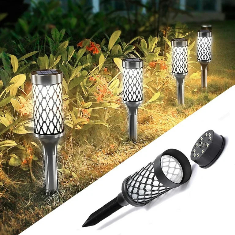 Set 4 Lampi solare LED pentru gradina, 10 LED SMD2835, iluminare automata, 38.5 cm