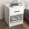 Noptiera cu sertar clasica, noptiera dormitor 44.6 x 44.3 x 54.1 cm, 1 sertar + 1 raft deschis, PAL melaminat 18 mm clasa E1 rezistent, design curat asamblare rapida 15 minute, stil modern minimalist scandinav