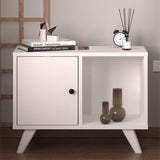 Noptiera Mikonos cu sertar, noptiera dormitor 40 x 55 cm design modern cu picioare inaltate, sertar cu mecanism silentios soft-close, PAL melaminat 18 mm clasa E1, montaj rapid, stil scandinav modern Alb - detaliu 2
