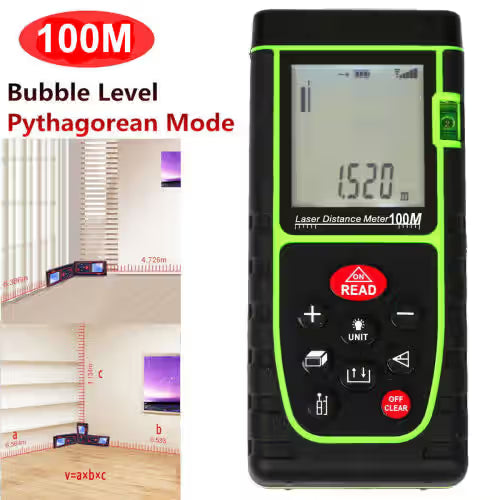 Telemetru laser 100m, Ecran LCD, precizie +/- 1.5mm, protectie IP54, calcul suprafata, calcularea volumelor, functii multiple, Negru