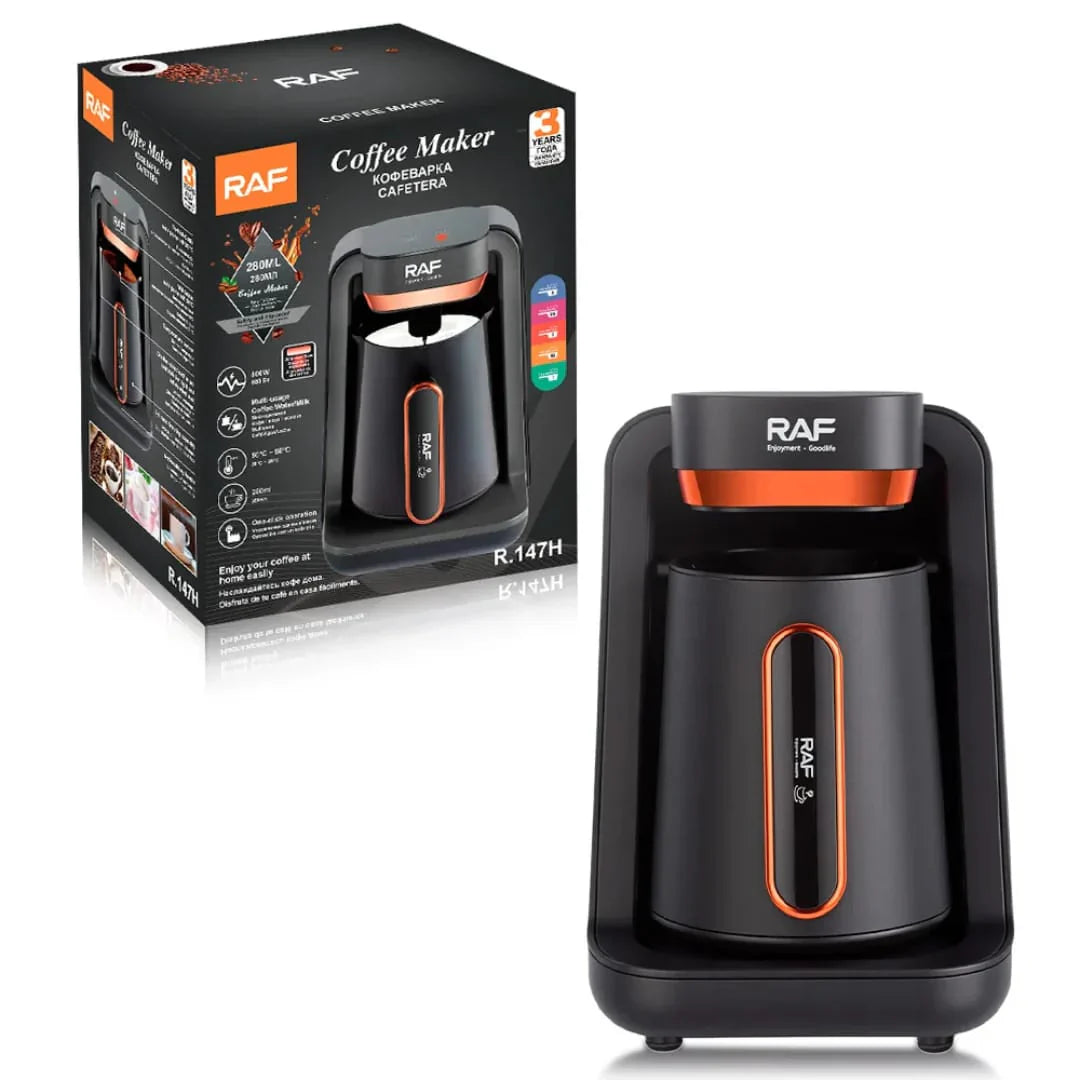 Mașină de cafea grecească RAF 147H, 600W cu Capacitate 300ml Negru