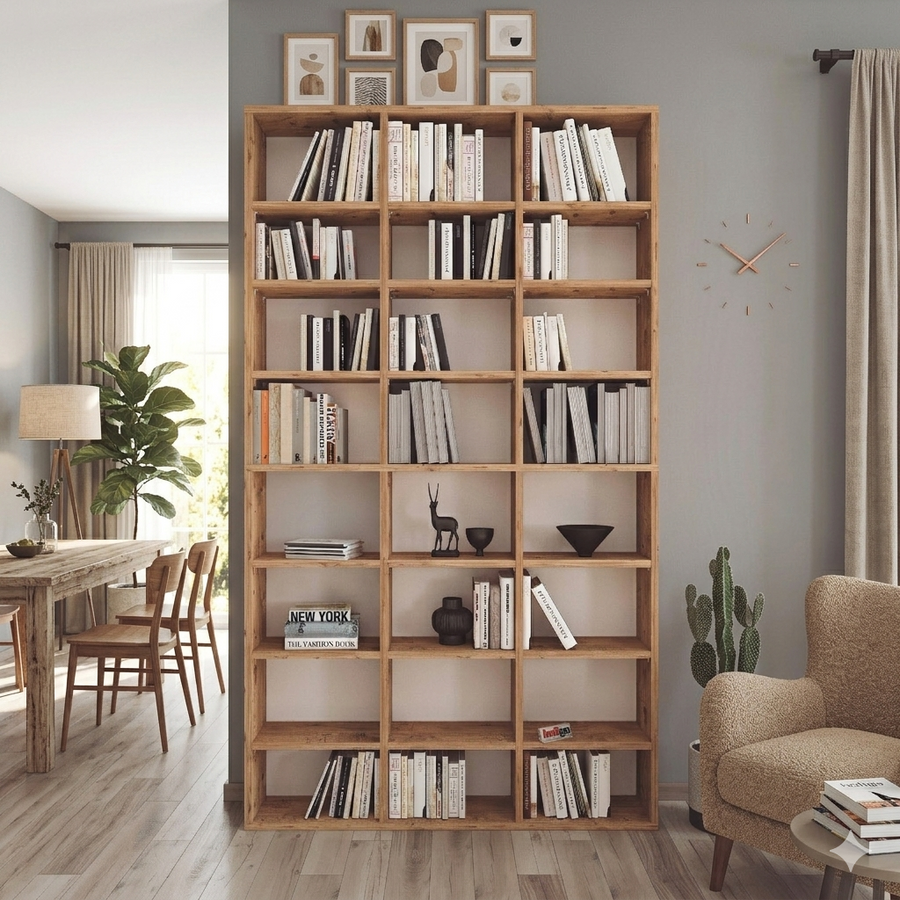 Biblioteca cu 24 de rafturi, design modern, spațiu generos, calitate superioară 101.8 x 16,3 x 178 cm