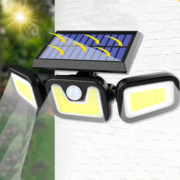 Lampa solara cu 3 capete – 74 LED-uri, 60W, incarcare solara, 3 moduri de iluminare