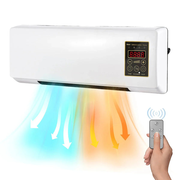 Mini aer conditionat cu ventilator, 2 in 1,  55 cm, Rece/Cald, 16 - 40 grade, 1800W, cu telecomanda, Alb