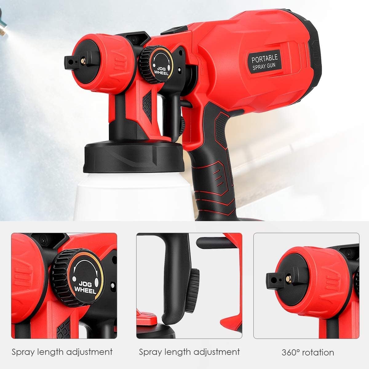 Pistol Electric de vopsea cu 2 acumulatori de 48v, 1000ml - 3 moduri de pulverizare, ideal pentru tavane, pereti si garduri, albastru