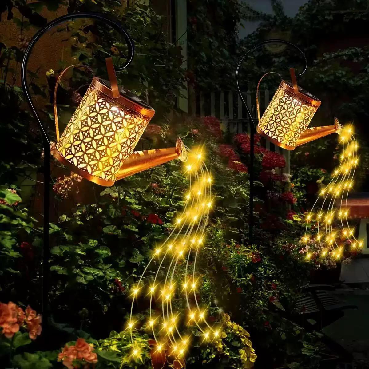 Lampa solara decorativa tip stropitoare – LED cu efect cascada, pentru gradina si terasa din ABS si metal