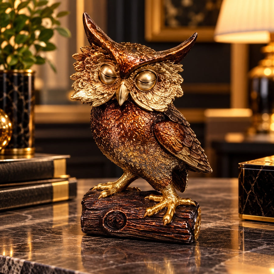 Statuetă Decorativă Bufniță, Rășină Finisată – 22 × 13 cm - detaliu produs