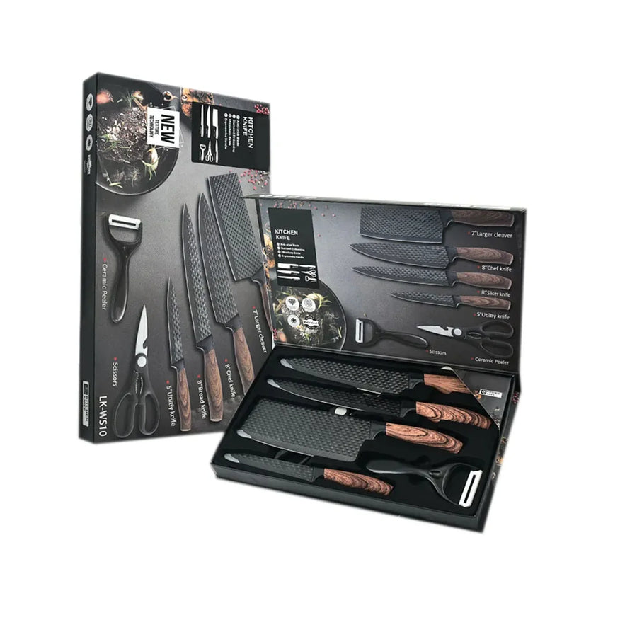 Set Cutite Bucatarie Inox 6 Piese 4 Cutite Otel Inoxidabil Foarfeca Ceramica - detaliu produs