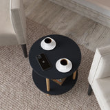Masuta Cafea Rotunda Lemn Picioare Metalice Design Modern Gri Antracit - detaliu produs