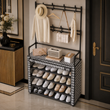 Suport multifunctional pentru incaltaminte cu cuier, negru, 171x80x30 cm, cu husa anti-praf - detaliu produs