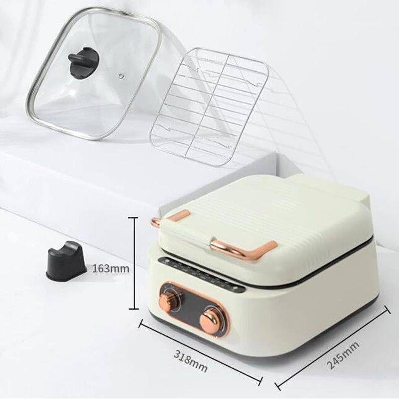 Aparat multifunctional 3 in 1 Hot Pot Grill si Tigaie Dubla, 1600 W