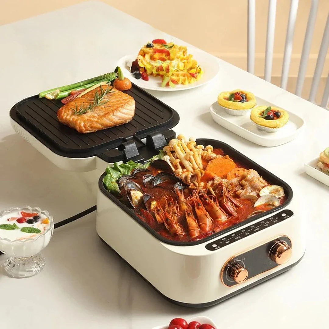 Aparat multifunctional 3 in 1 Hot Pot Grill si Tigaie Dubla, 1600 W