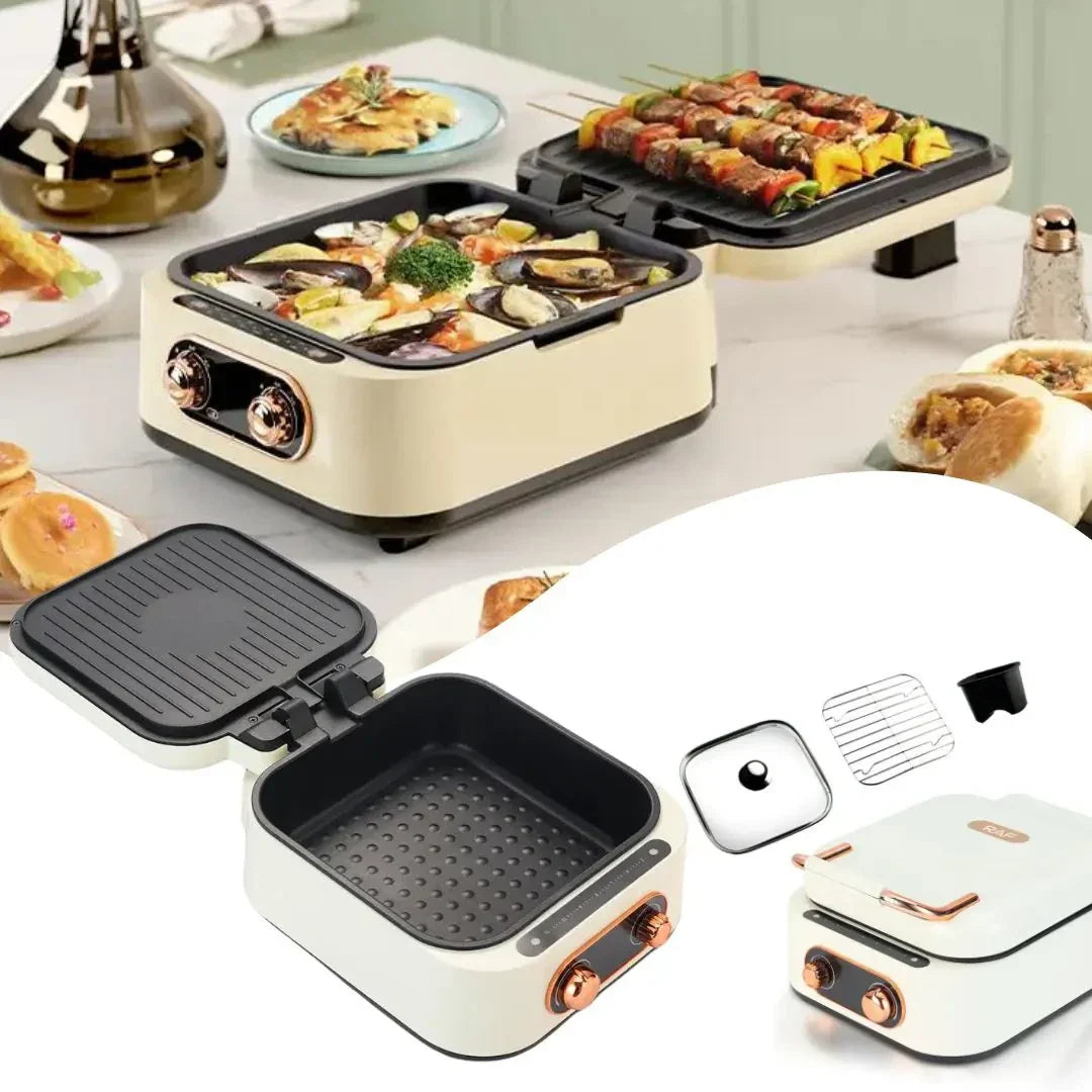 Aparat multifunctional 3 in 1 Hot Pot Grill si Tigaie Dubla, 1600 W