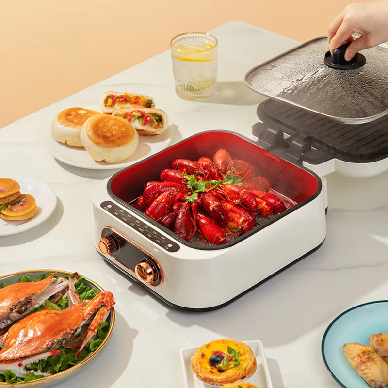 Aparat multifunctional 3 in 1 Hot Pot Grill si Tigaie Dubla, 1600 W