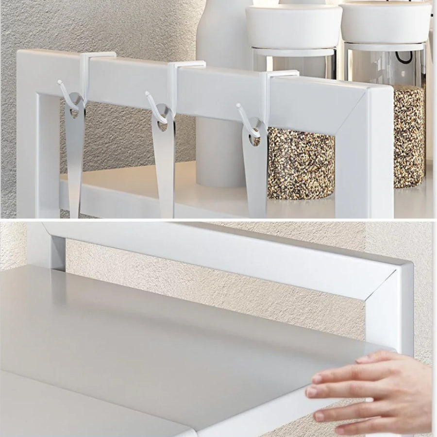Raft metalic cuptor cu microunde, negru, etajera ajustabila, organizator bucatarie, 40-60 x 36.5 x 45 cm