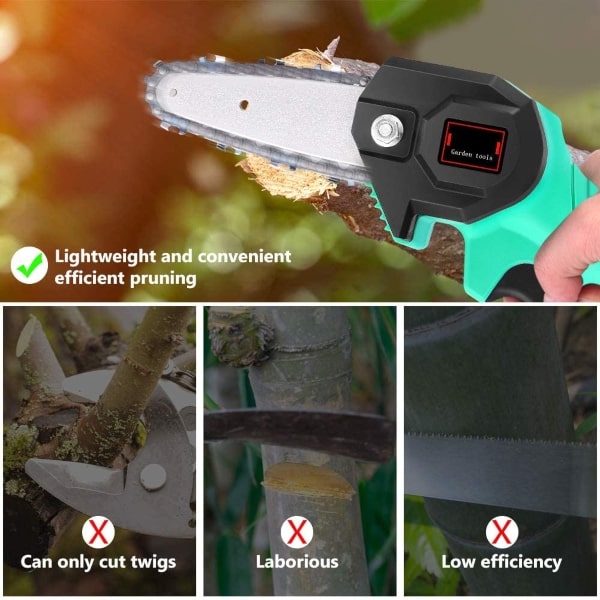 RESIGILAT - Mini fierastrau electric fara fir, cu lant 6 inch si 2 acumulatori 2000mah, 24V