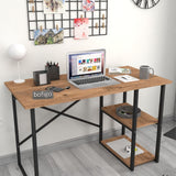 Birou cu 2 rafturi laterale, birou 120 x 60 cm suprafata mare de lucru pentru studiu sau home office, 2 polite pentru dosare carti si accesorii, PAL melaminat 18 mm clasa E1, sustine 40 kg blat, stil modern Pin natur - vedere principala