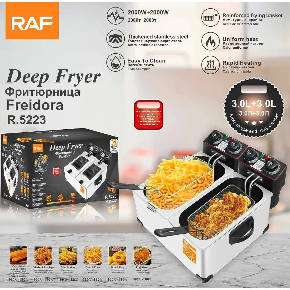 Friteuza dubla RAF R.5223 2x3L 4000W inox