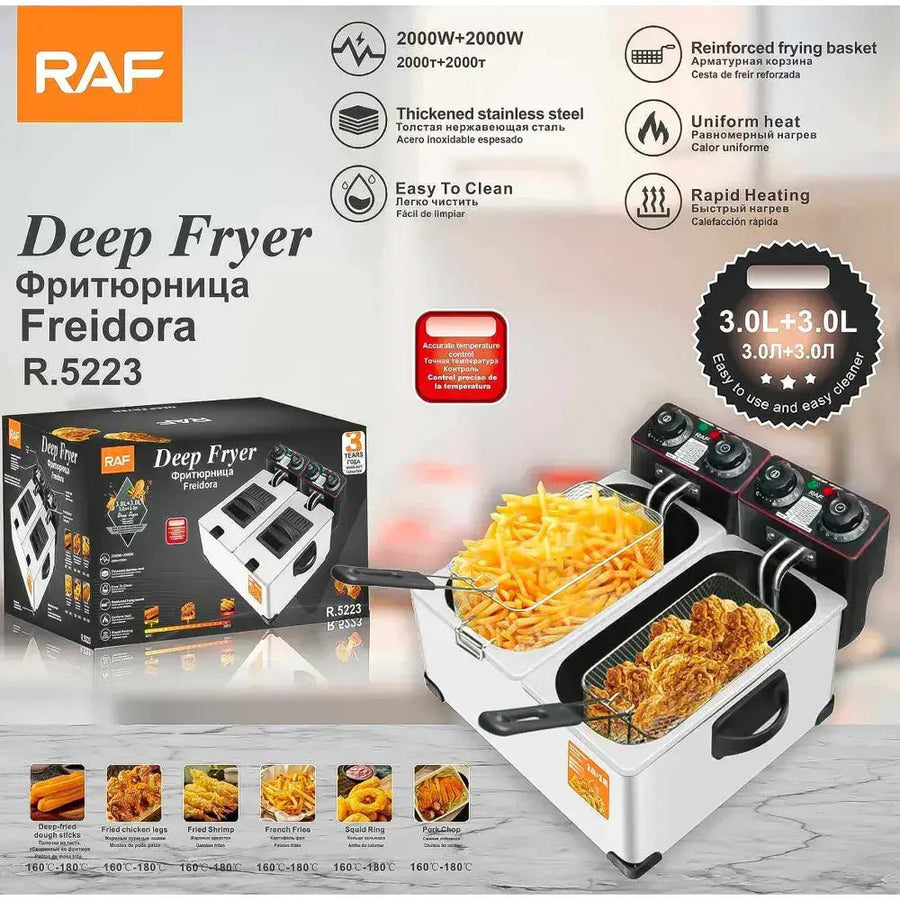 Friteuza dubla RAF R.5223 2x3L 4000W inox